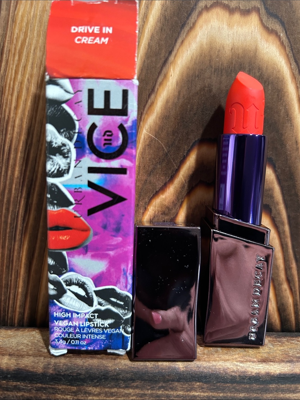 Urban Decay Vice Lipstick — Drive In Cream (Bright Orange-Red)